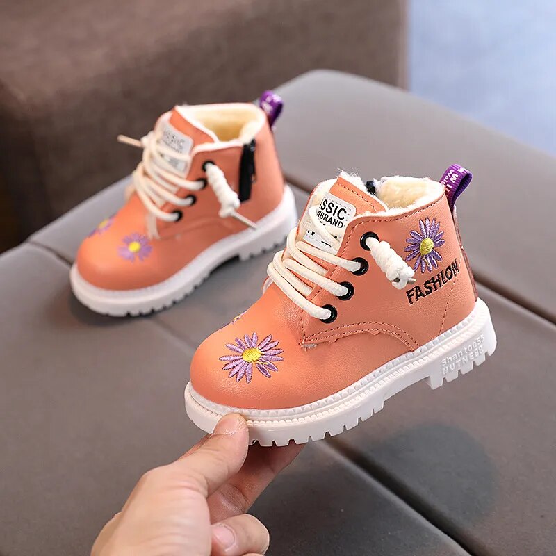 Baby/Kids Girls Boys PU Leather Lace-Up Ankle Boots childrensterritory