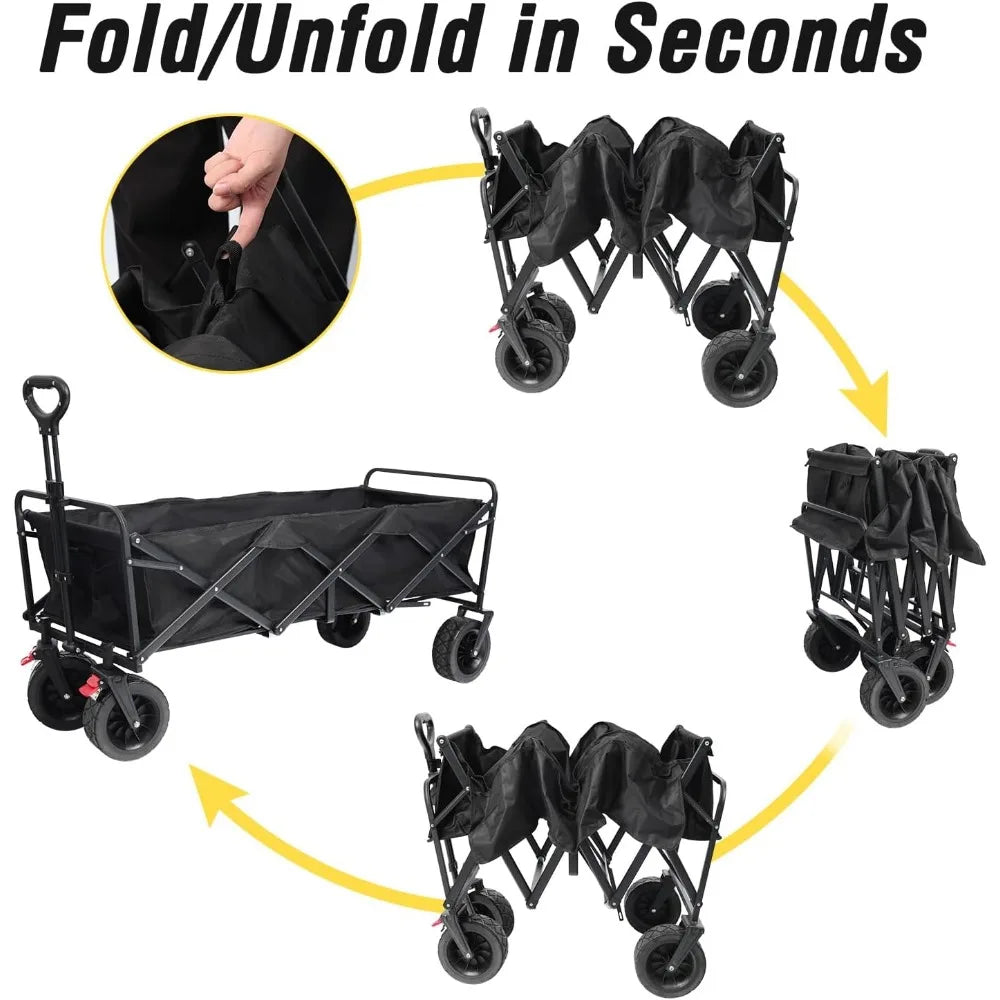 A Robust, Foldable Utility Garden Cart with Large All-terrain Wheels childrensterritory