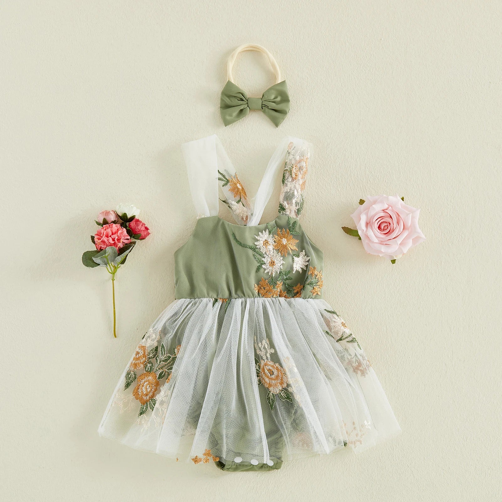 Floral Embroidery Baby Girls&