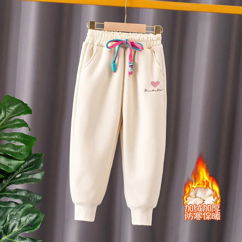 Thick Warm Fleeced Love Print Kids Sweatpants childrensterritory