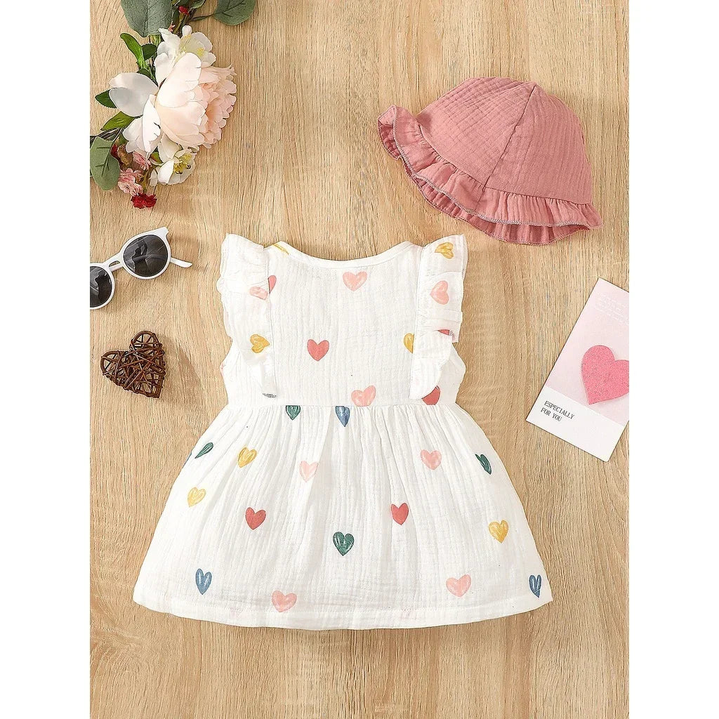 Baby Girl 2PCS Summer Cotton Dress +Hat Clothing Set childrensterritory