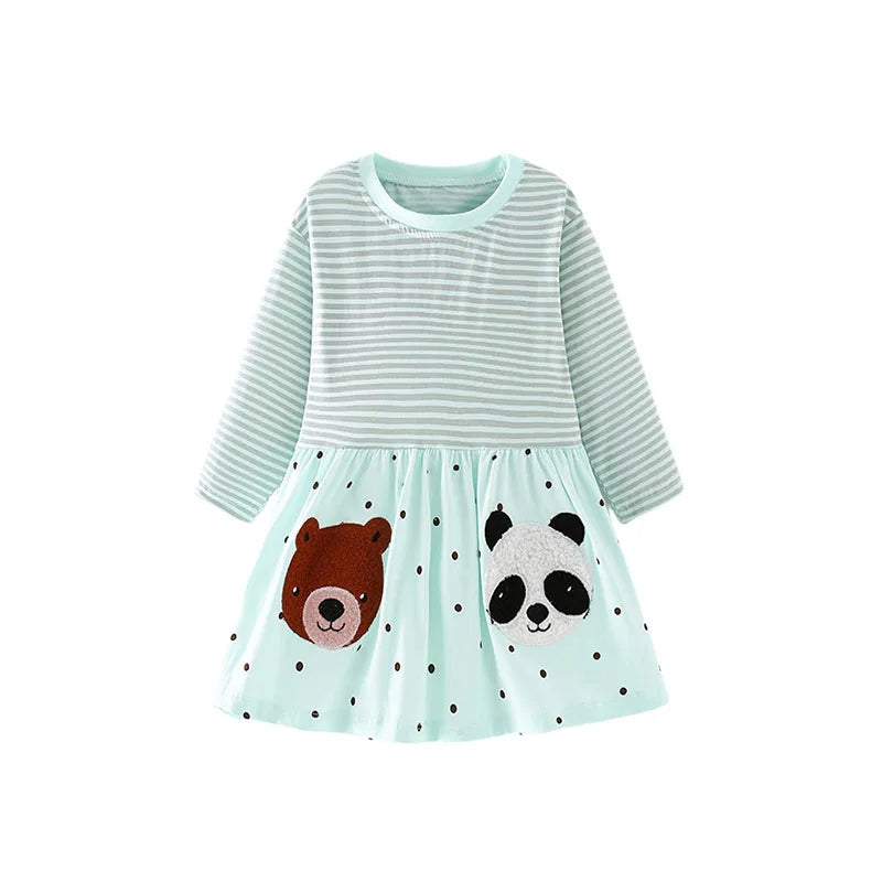 Kids Girls Long Sleeves Printed Princess Dresses childrensterritory