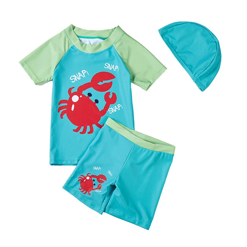 3pc Baby/Kids Boys Sun Protection Swimwear With Hat