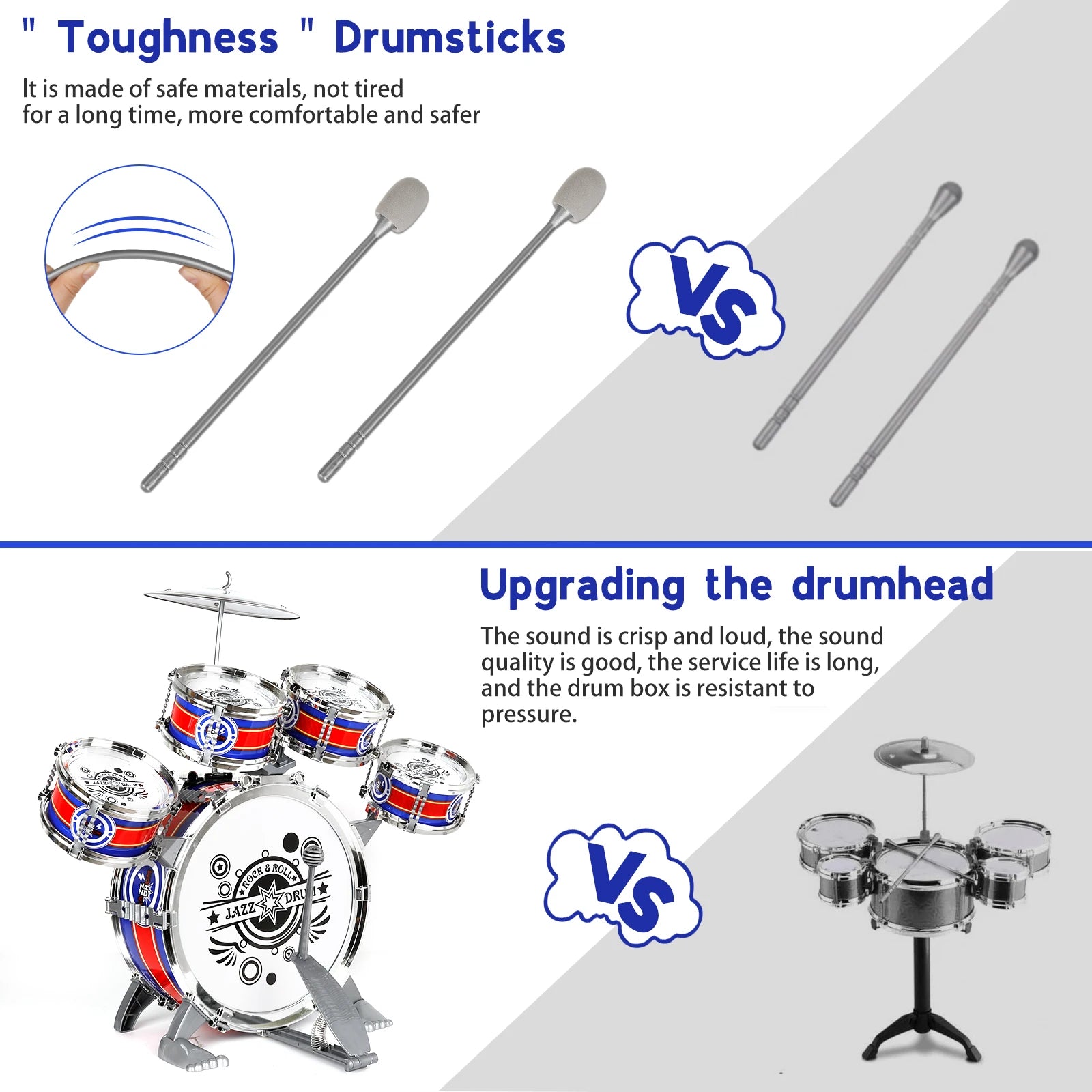 Kids Musical Instruments Toy- Mini Jazz Drum Set with Stool