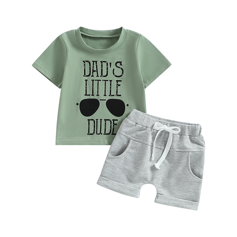 Baby Boy Letter Print T-Shirts and Solid Shorts Summer Set childrensterritory