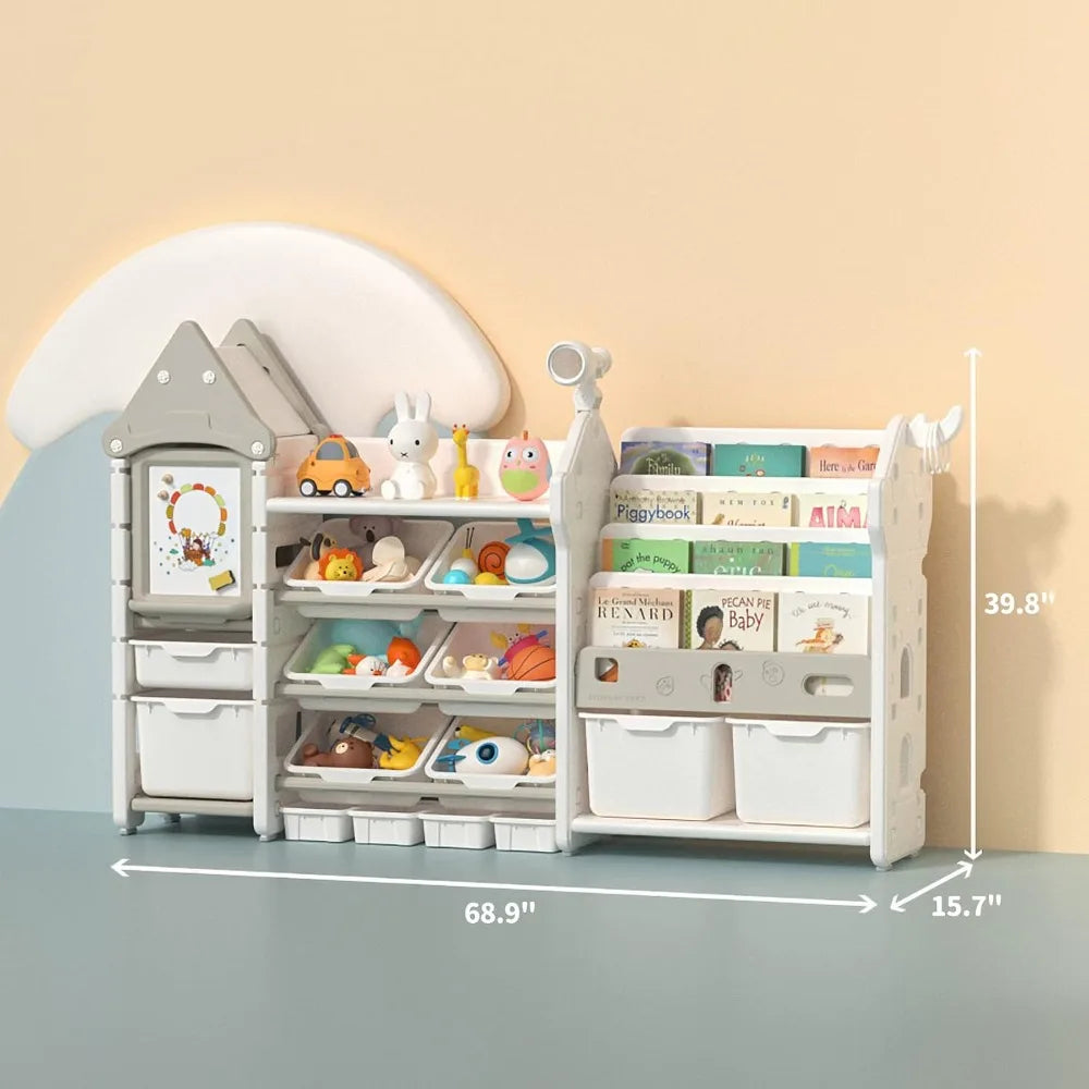 Kids Magic Castle Design Toy Storage Organizer with Telescope