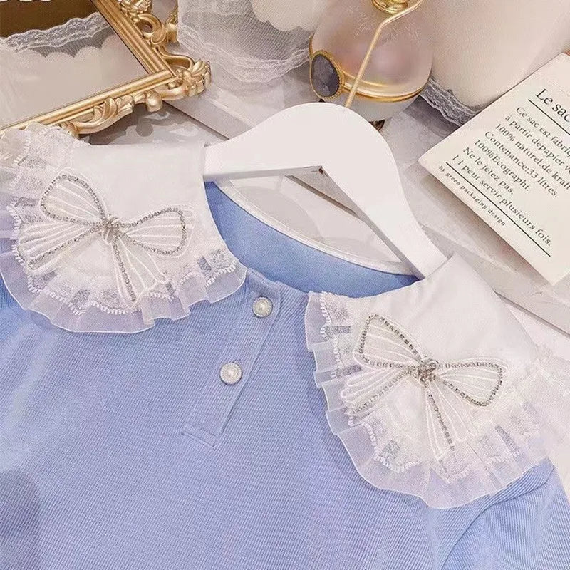 Kids Girls 2PCS Winter Knitted Casual Top + Skirt Set