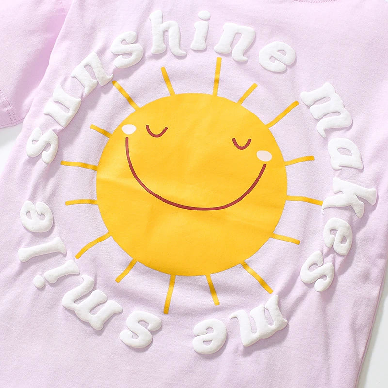 Kids Girls Cartoon Sunshine Design Summer Clothing Set childrensterritory