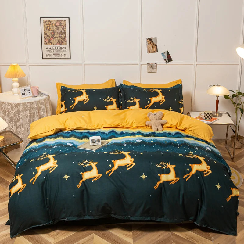 3/4-piece Cartoon Floral Print Soft Bedding Set For Home childrensterritory
