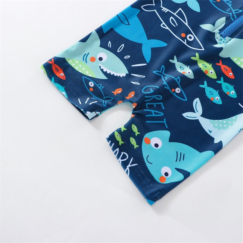 Shark Printed Short Sleeve Baby Boy Casual Swimwear childrensterritory