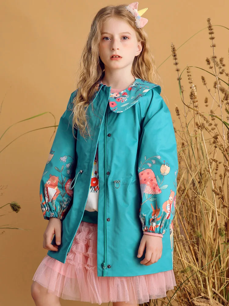 Floral Print Zip Closure Girls&