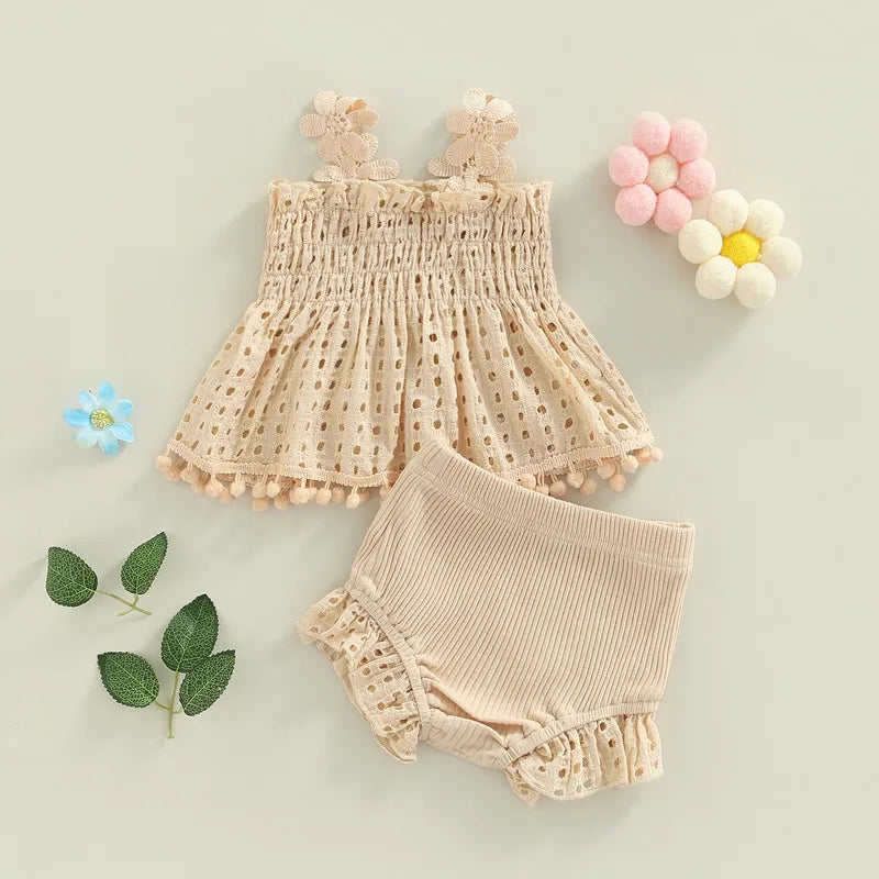 Newborn Girls Printed 2 Piece Muslin Clothes Sets