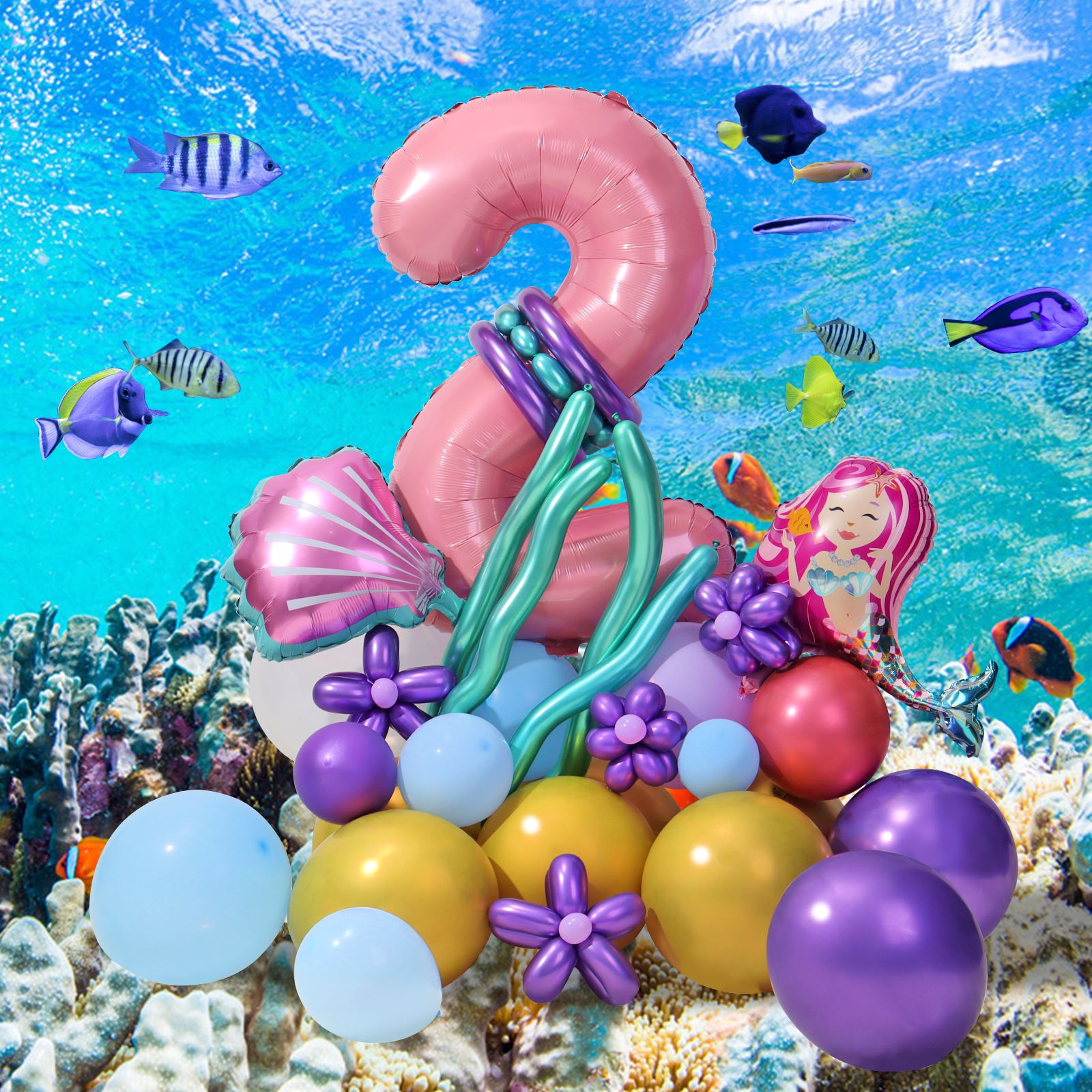 75/87/102 Pcs Little Mermaid Theme Party Balloon Arch Decorations childrensterritory
