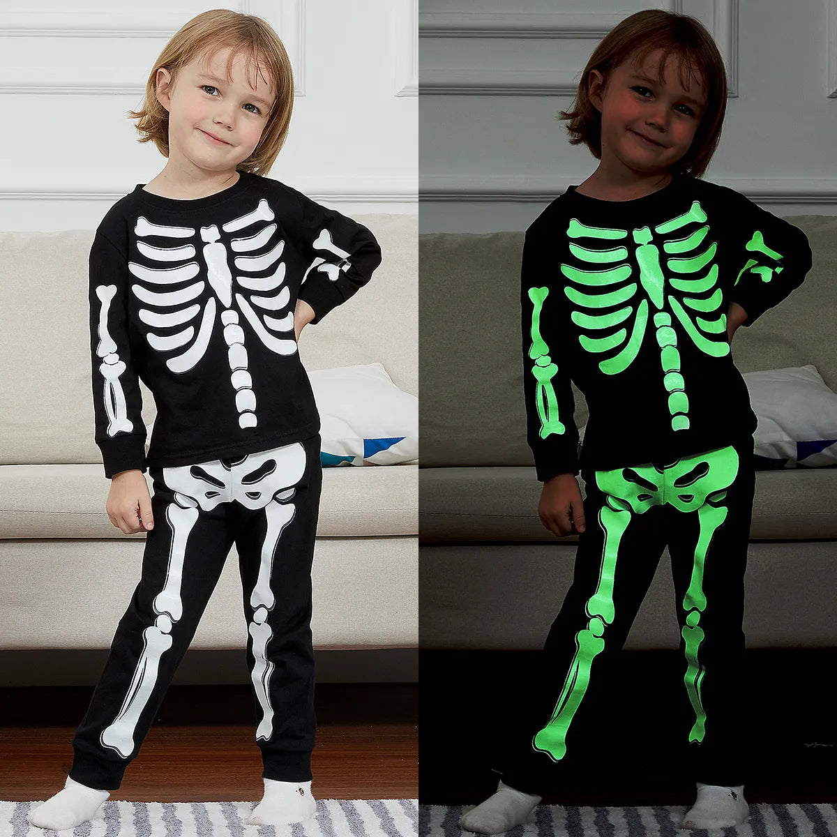 Kids Boy Skeleton Glow in the Dark Girls Unicorn Halloween Costumes childrensterritory