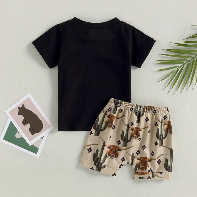 Letter Print Little Boy 2Pcs Western Clothing Set childrensterritory