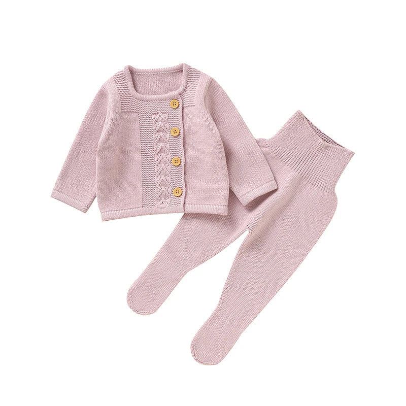 Full Sleeves Solid Colour Baby Girls Clothing Set childrensterritory