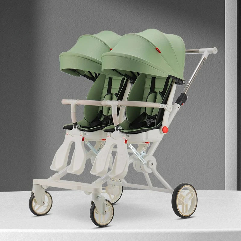 Foldable Four-wheeled Twin Baby Stroller childrensterritory
