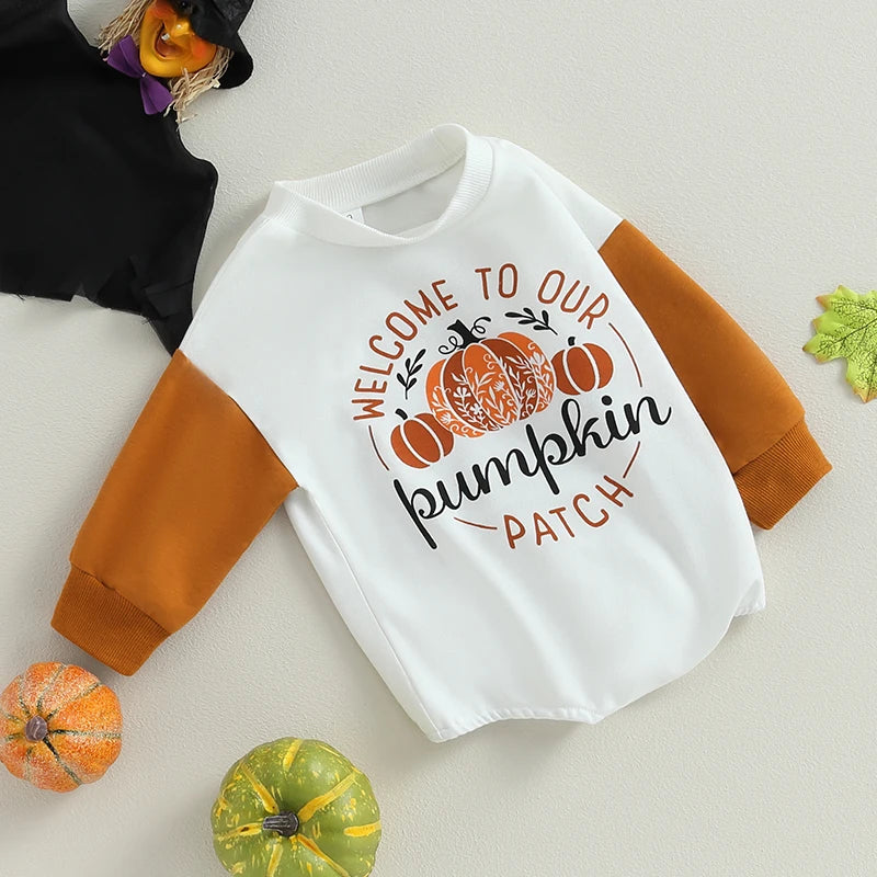 Baby Girl/Boy Letters Pumpkin Print Halloween Bodysuit