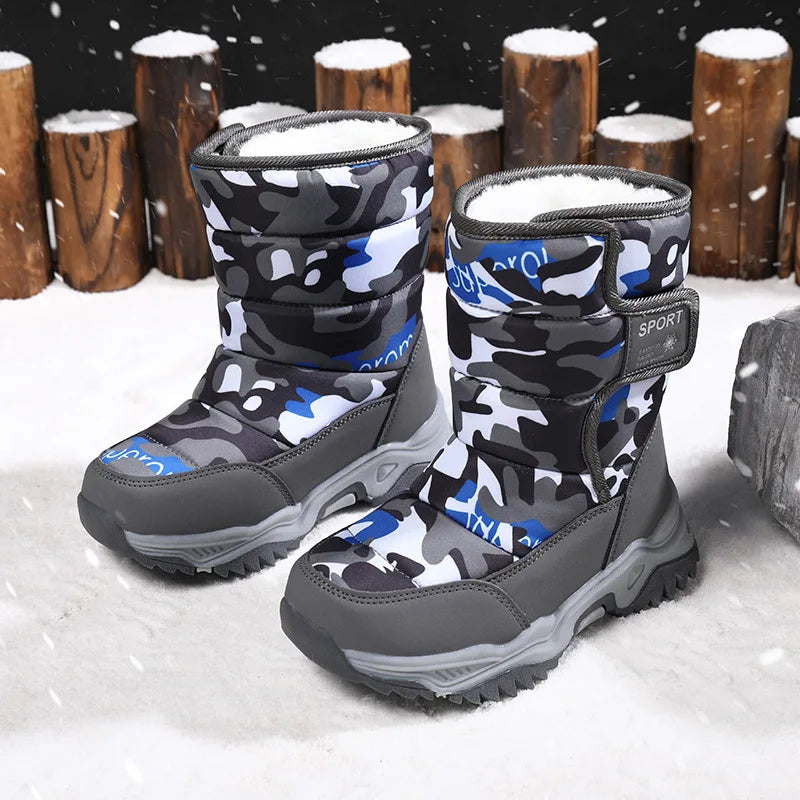 Kids Rubber Sole Outdoor Waterproof Long Snow Boots childrensterritory