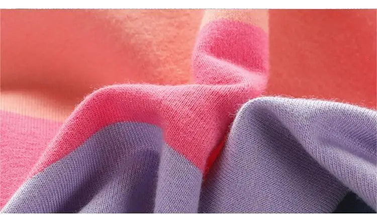 Kids Girls Rainbow Stripe Print Hooded Winter Jacket