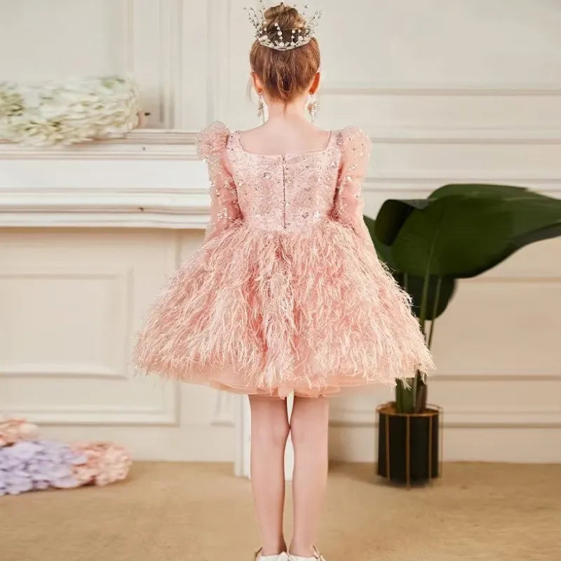 Vintage Design Glittery Pageant Tutu Dresses for Little Girls