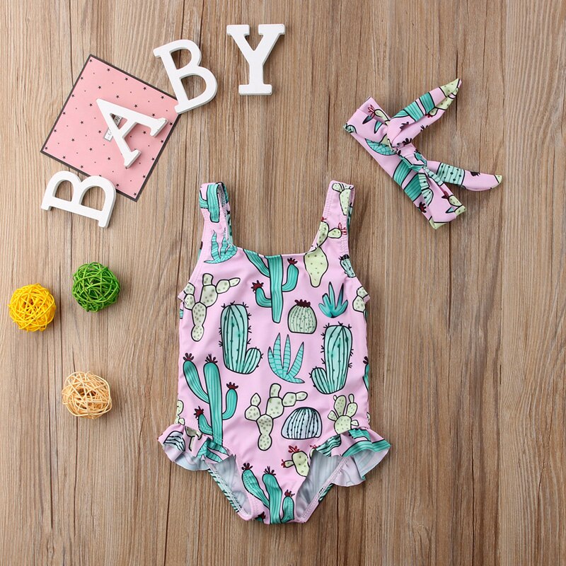 Baby Girl Cactus Print Tankini Bikini Swimsuit and Headband childrensterritory