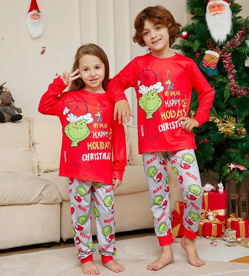 GRC Cartoon Print Matching Christmas Family Pajamas childrensterritory