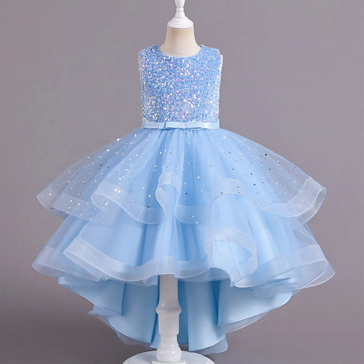 Kids Girls Princess Sequins Party Dresses with Trailing