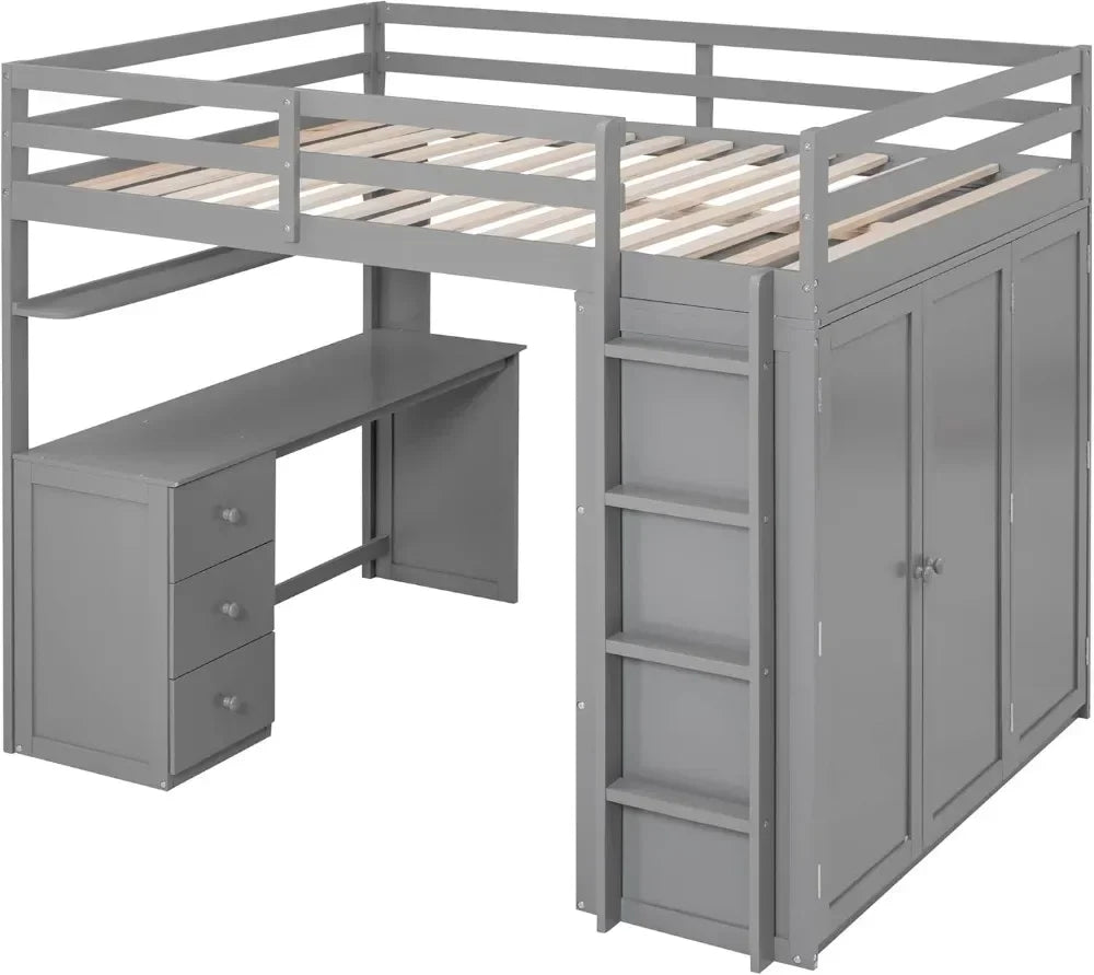 Designer Kids Loft Bed Frame With Storage Drawers