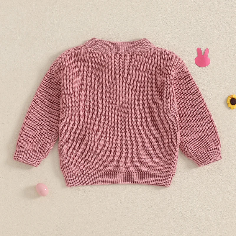 Infant Unisex Crewneck Bunny Applique Soft Knitwear childrensterritory