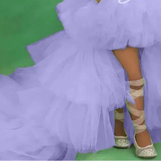 Little Girls Mint Green Tiered High-Low First Communion Gown childrensterritory