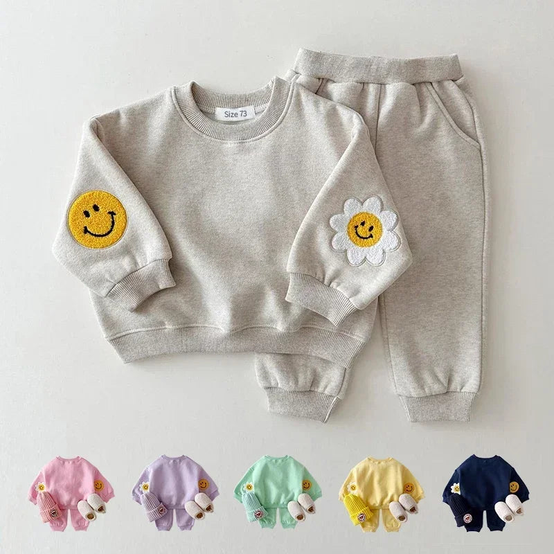 Baby Girls/Boys Patched Sweatshirt + Pants 2pcs Tracksuit