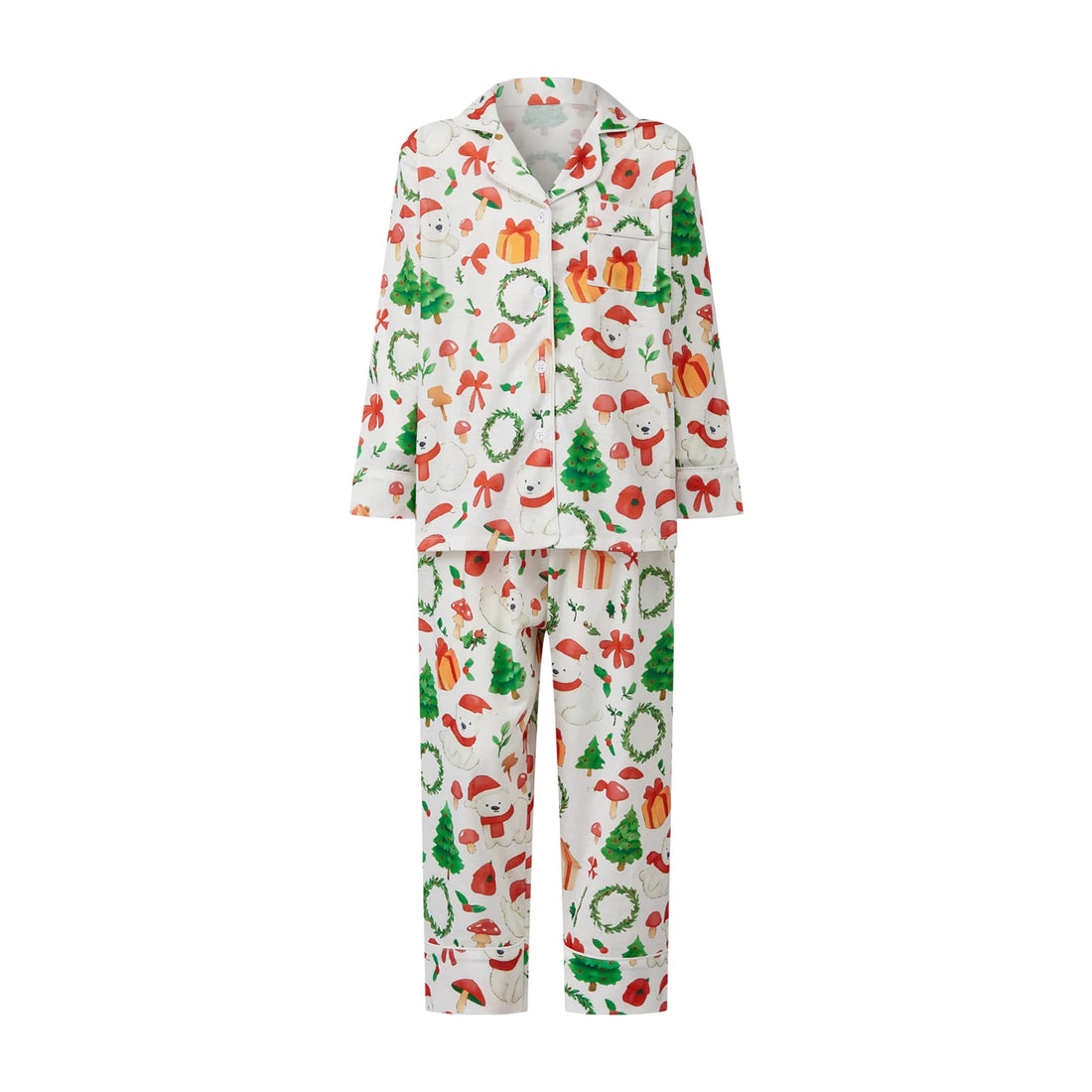 Colorful Christmas Print Long Sleeve Pajamas Sets for Family