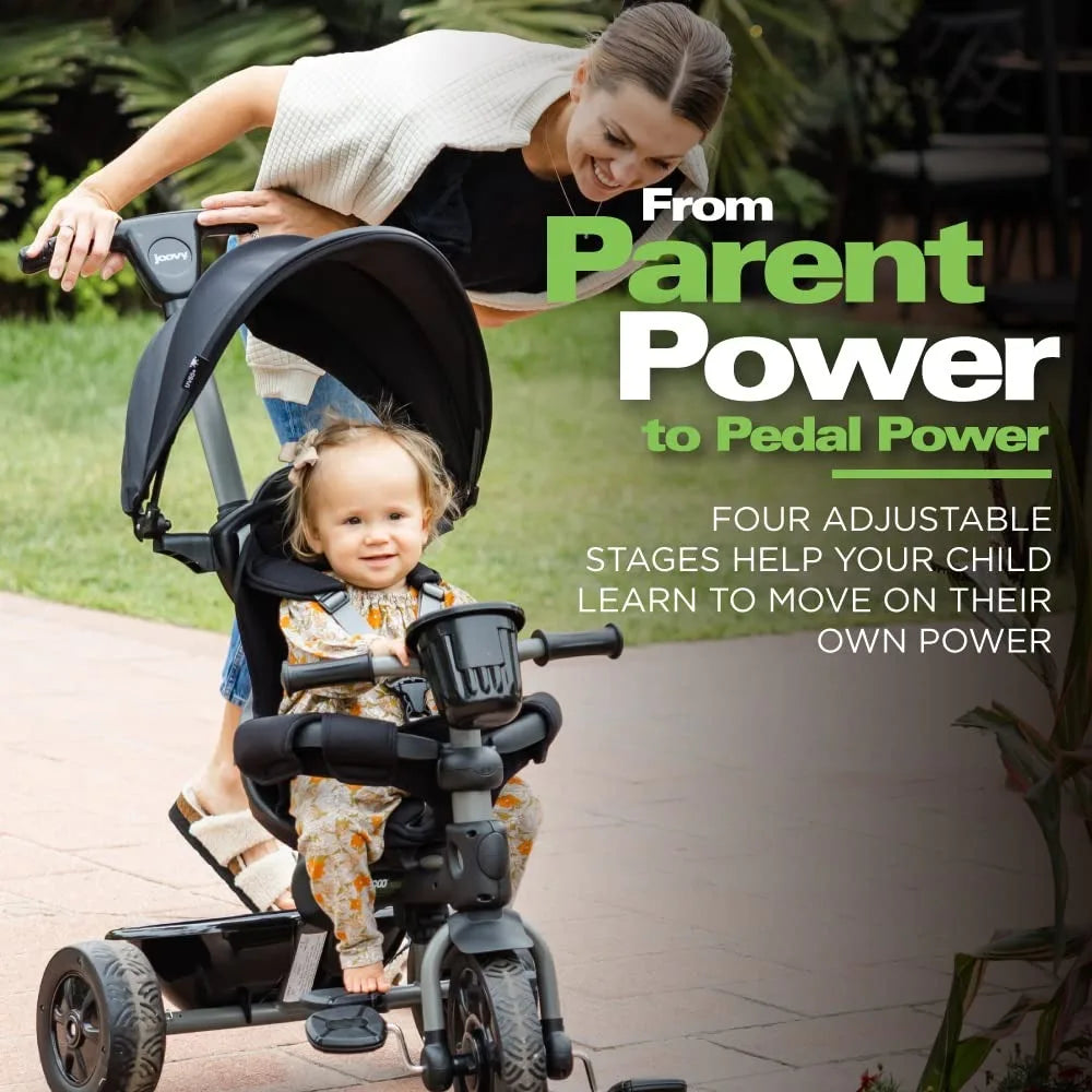 Kids Tricycle with 4-Stages Featuring Extra-Wide Front Tire