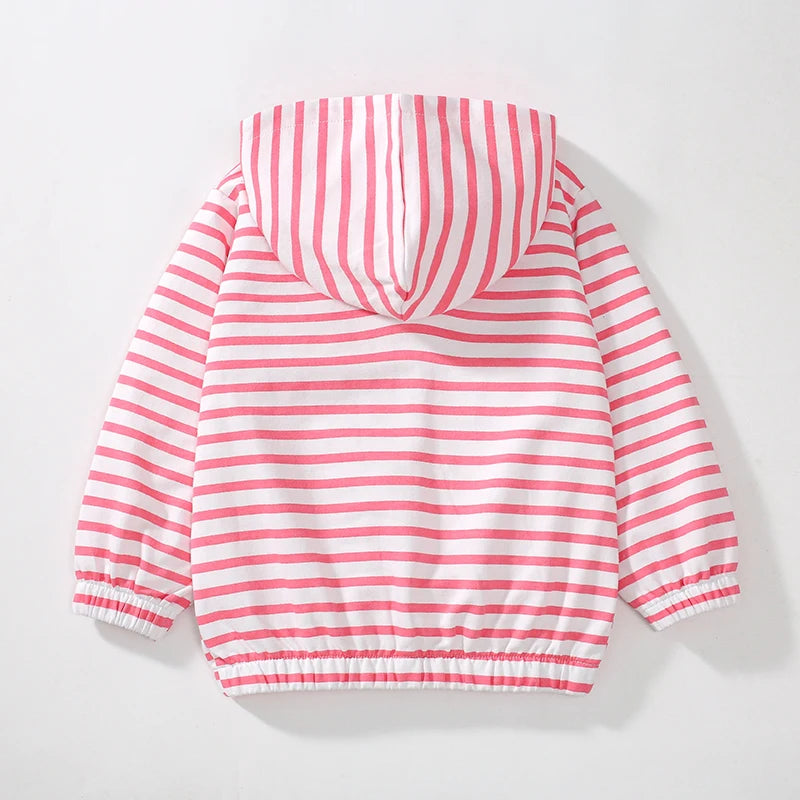 Strawberry Embroidery Little Girls Autumn Hooded Jacket childrensterritory
