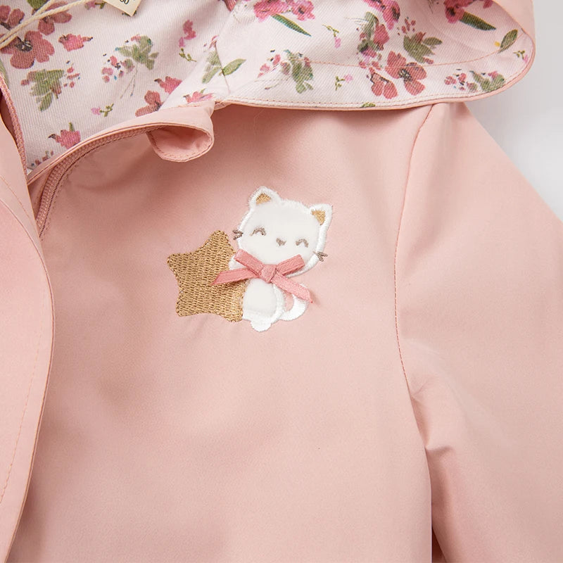 Kids Pink Cartoon Hooded Long Sleeve Casual Jacket childrensterritory