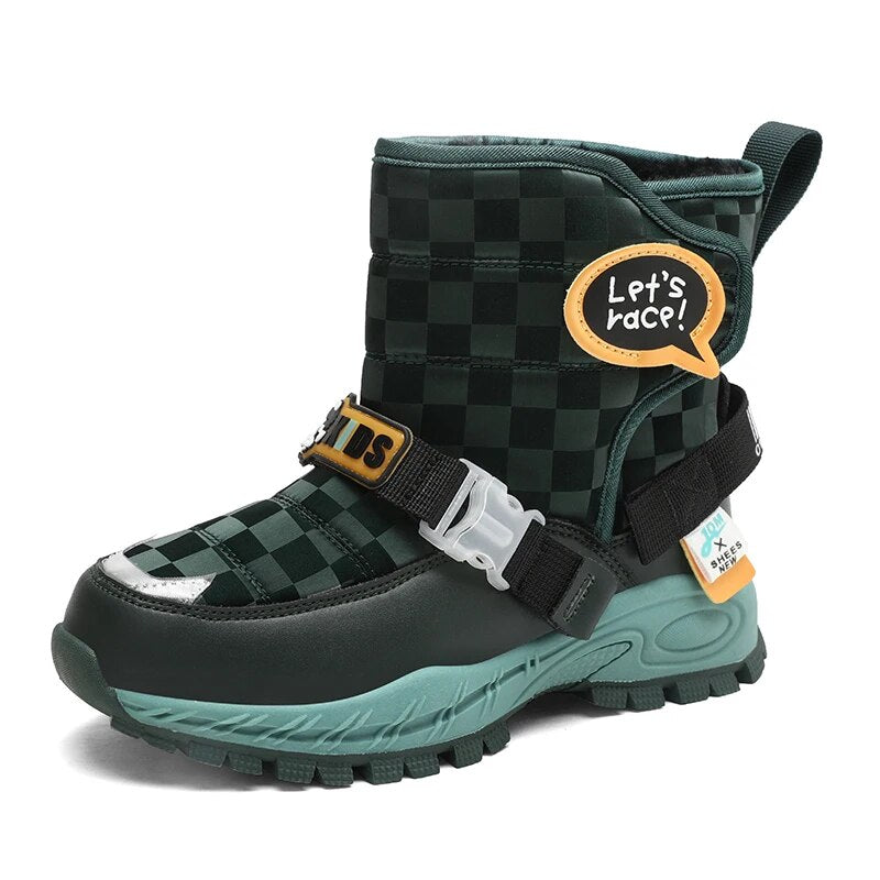Kids Warm Plush Rubber Sole Outdoor Boots for Winter childrensterritory