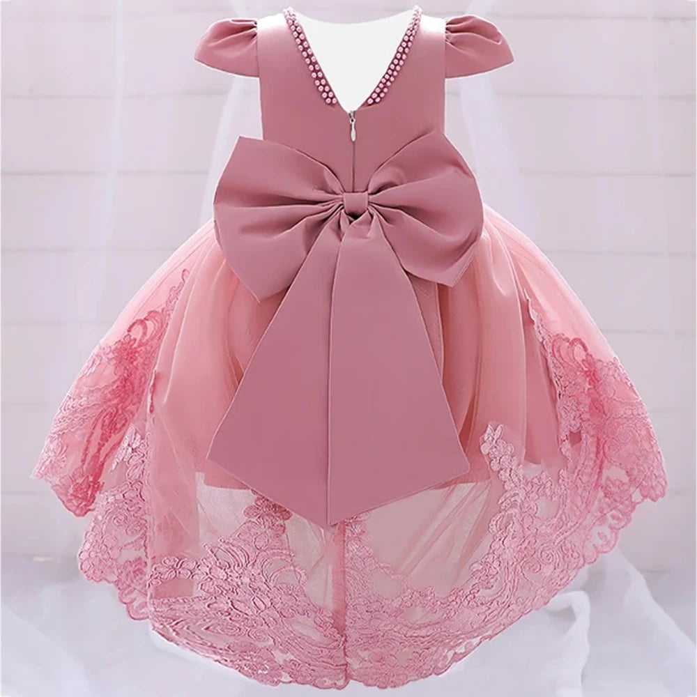 Baby Girls Bow Design Tulle 1st Birthday/Baptism Dresses childrensterritory