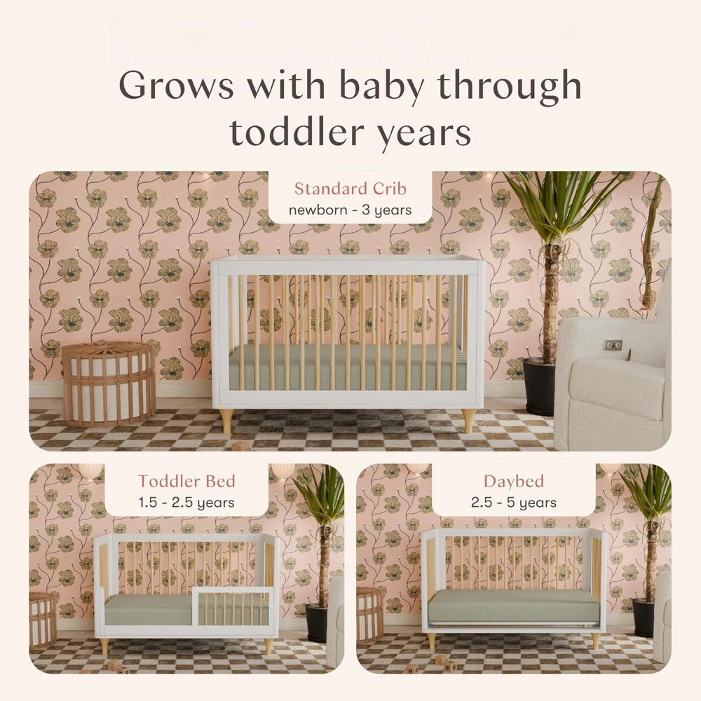 3-in-1 Convertible Baby Crib to Toddler Bed and Daybed