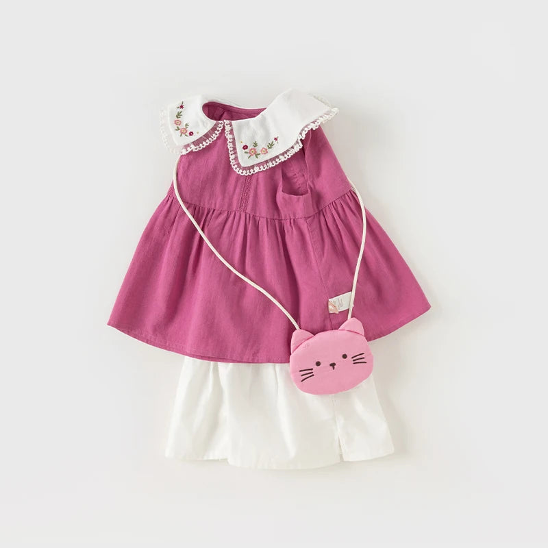 Little Girls Stylish Two-Piece Sleeveless Top & Shorts Set childrensterritory