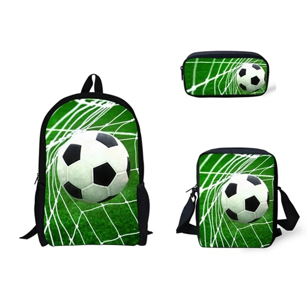 3D Soccer Foot Ball Print 3pcs/Set Kids School Bags Backpack