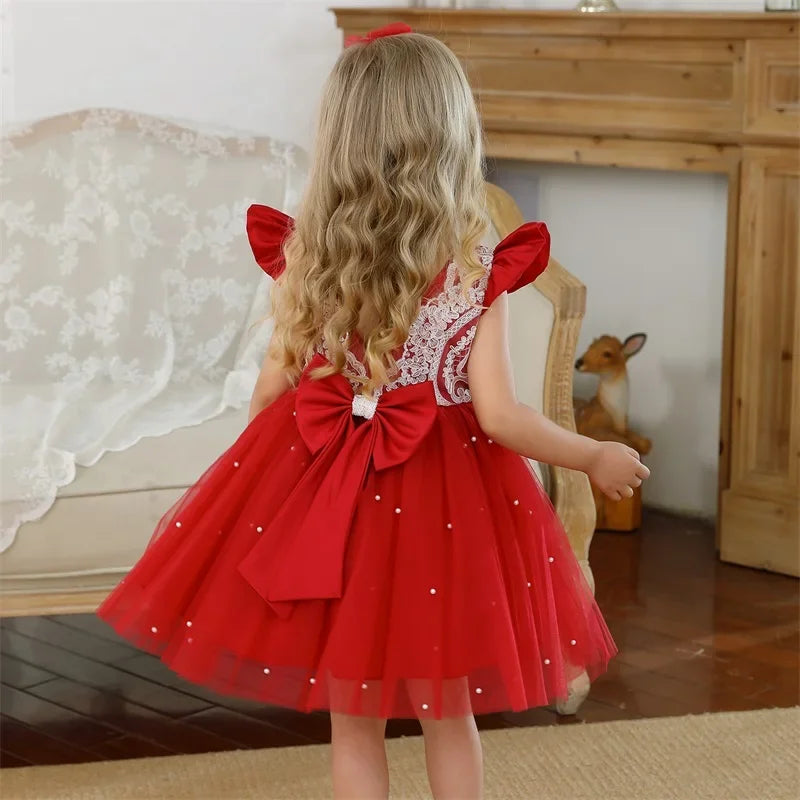 Baby/Kids Girls Lace Pearls Princess Party Dress