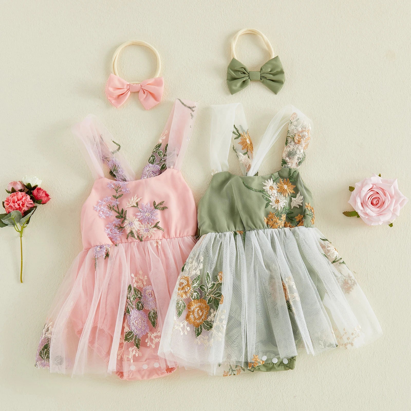 Floral Embroidery Baby Girls&