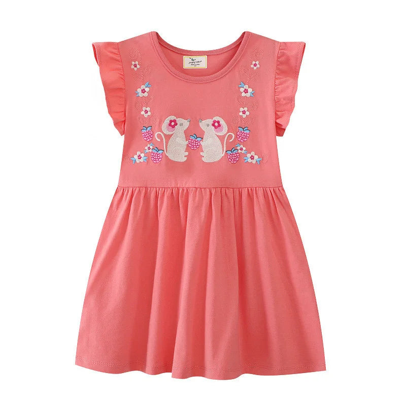 Kids Girls Short Sleeve Mermaid Embroidery Birthday Party Dresses childrensterritory