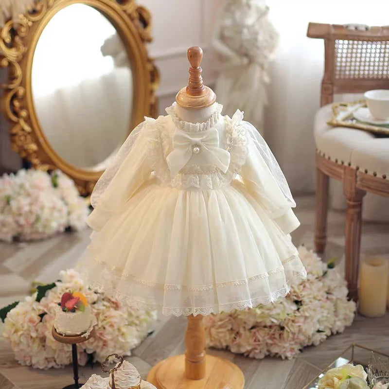 Baby Girl Fluffy Tutu Lace Design Baptism Party Dresses