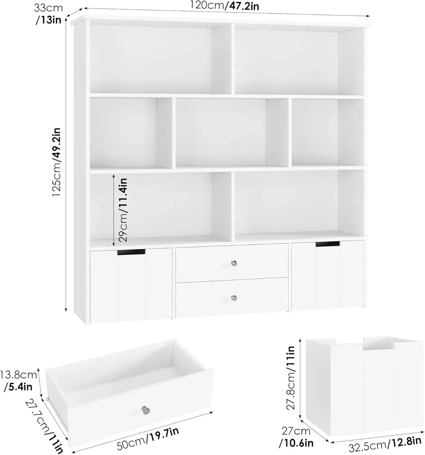 Kids Bookcase and Toy Organizers with Hidden Wheels childrensterritory