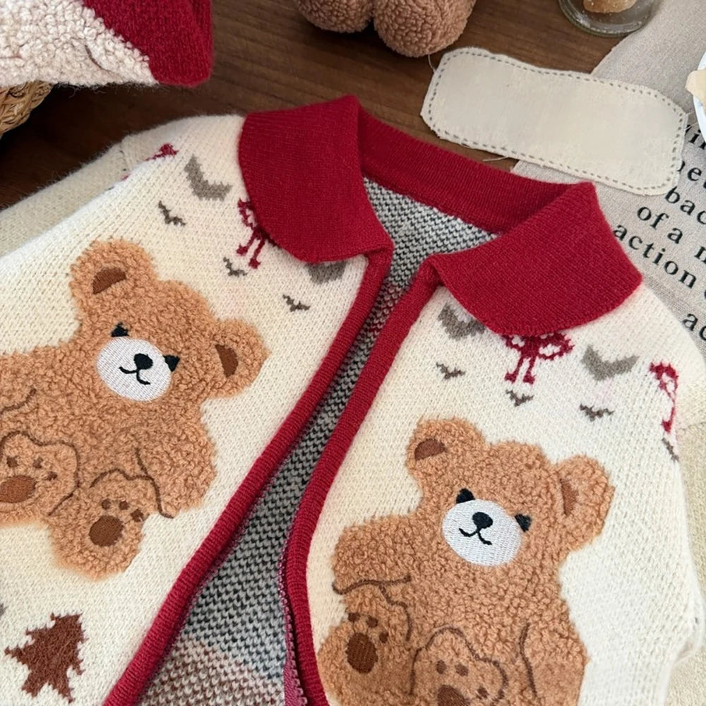 Kids Knit Printed Zipper Cardigan/Outerwear