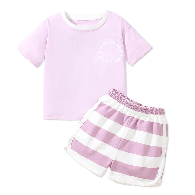Kids Girls Cartoon Sunshine Design Summer Clothing Set childrensterritory