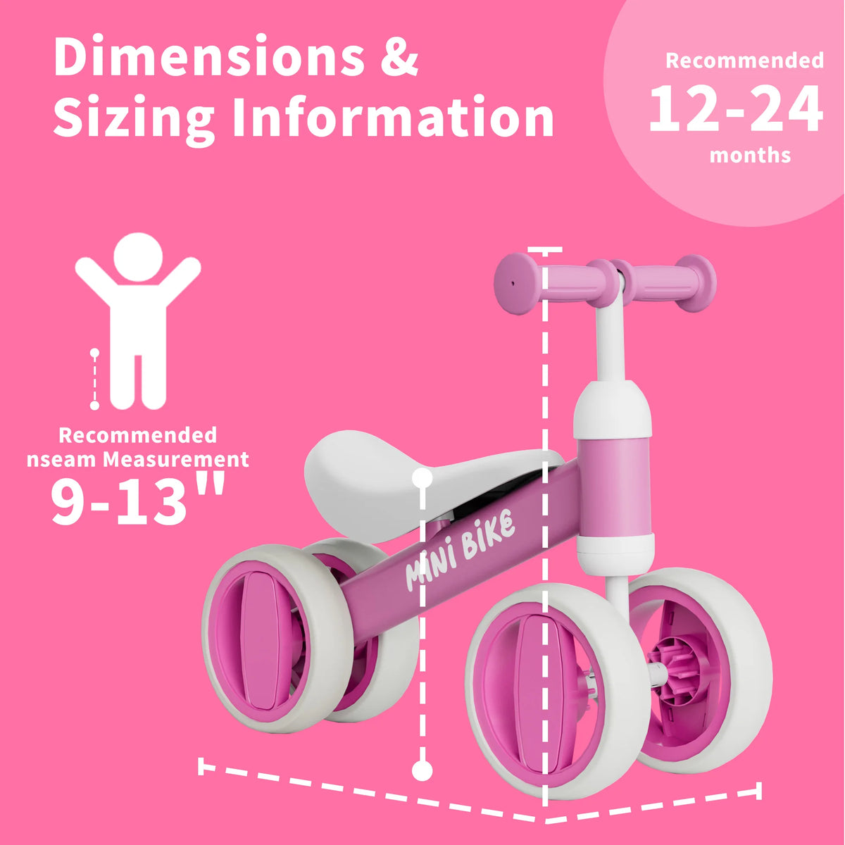 Baby Ride-On Balance Bike Toy for Indoor and Outdoor