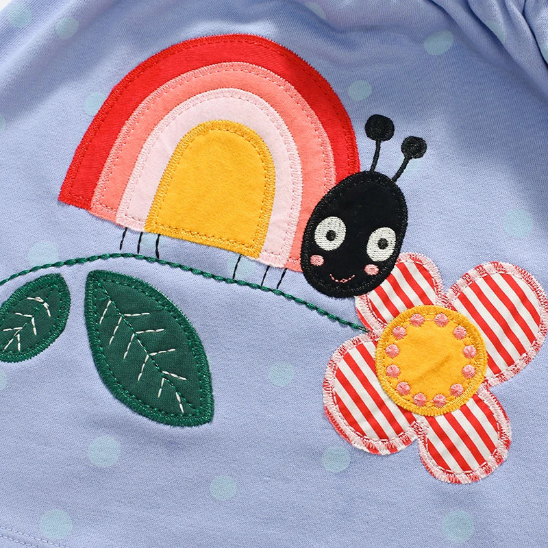 Colorful Snail Design Kids Girls Casual Dress childrensterritory